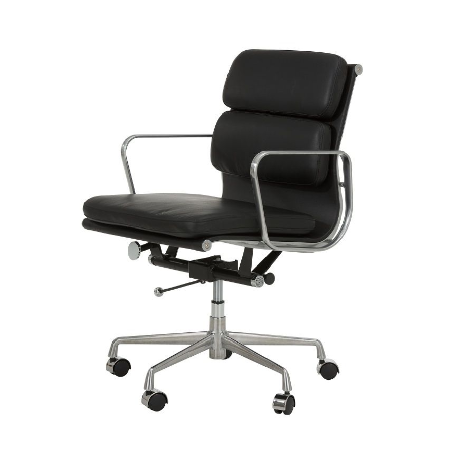 Replica Charles Eames Soft Pad Black Office Chair – Low back with Arms